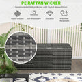 Outsunny 175 Gallon Outdoor Storage Box With Inner Liner, Pe Rattan Wicker Deck Box With Pneumatic Bar Lift For Indoor & Outdoor, Patio Furniture Cushions, Pool Toys, Garden Tools, Mixed Gray Grey Steel