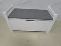 Kids Toy Box Chest, White Rubber Wood Toy Box For Boys Girls, Large Storage Cabinet With Cushion Seat Bench Flip Top Lid Safety Hinge, Toy Storage Organizer Trunk For Nursery, Playroom White Mdf