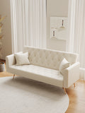 71 Inch Convertibleseat Sofa, American Retro Beige Velvet, Suitable For Small Living Room, Bedroom, Office Beige Velvet 2 Seat