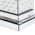 11.8'' Silver Square Mirrored End Table With Led Lights, Modern Side Table With Crystal Inlay For Living Room, No Assembly Required Silver Mirrored Finish Luxury,Modern Square Mdf Glass