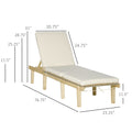 Outsunny Chaise Lounge Chair For Outdoor, Patio Recliner With 4 Position Adjustable Backrest And Cushion For Deck, Beach, Lawn And Sunbathing, Natural Natural Wood Polyester