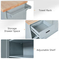 K&K Kitchen Island With Foldable Counter Top, Kitchen Storage Cart With Slide Out Shelf, Towel Rack And Drawer, Rolling Kitchen Cart On Wheels, For Kitchen, Living Room, Dining Room, Grey Blue Grey Blue Brown Kitchen Classic,Farmhouse,Luxury,Modern