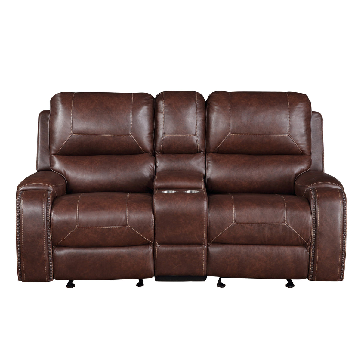 Keily 3 Piece Manual Reclining Living Room Set In Faux Leather Dark Brown Dark Brown Faux Leather