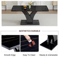 Table And Chair Set, Modern Dining Table, Black Tabletop And Black Mdf Leg Table, Soft And Comfortable Dining Chair, Perfect For Dinner, Meetings, Home And Office Decor Black Grey Mdf