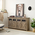 Farmhouse Sideboard Buffet Cabinet With Storage With 4 Doors, Kitchen Storage Cabinet, Coffee Bar Cabinet With Adjustable Shelf For Kitchen, Living Room, L68.35''*W15.35