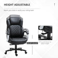 Vinsetto Big And Tall Executive Office Chair With Wide Seat, Computer Desk Chair With High Back Diamond Stitching, Adjustable Height & Swivel Wheels, Black Black Pu Leather