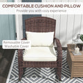 Outsunny Outdoor Wicker Adirondack Rocking Chair, Patio Rattan Rocker Chair With High Back, Seat Cushion, And Pillow For Garden, Porch, Balcony, Cream White White Rattan