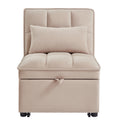 4 In1 Multi Function Single Sofa Bed With Storage Pockets,Tufted Single Pull Out Sofa Bed With Adjustable Backrest And Pillows ,Convertible Chaise Lounge,Taupe Taupe Velvet Metal Primary Living Space American Design Armless Foam Velvet 1 Seat