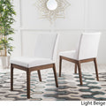 Dining Chair Set Of 2 Light Beige Fabric