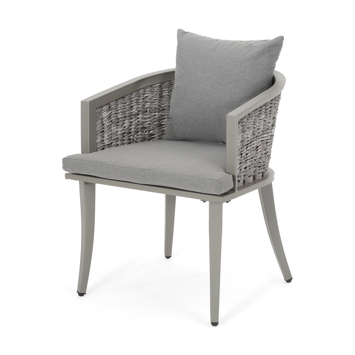 Pebble Chair Grey Pe Rattan Iron Waterproof Fabric