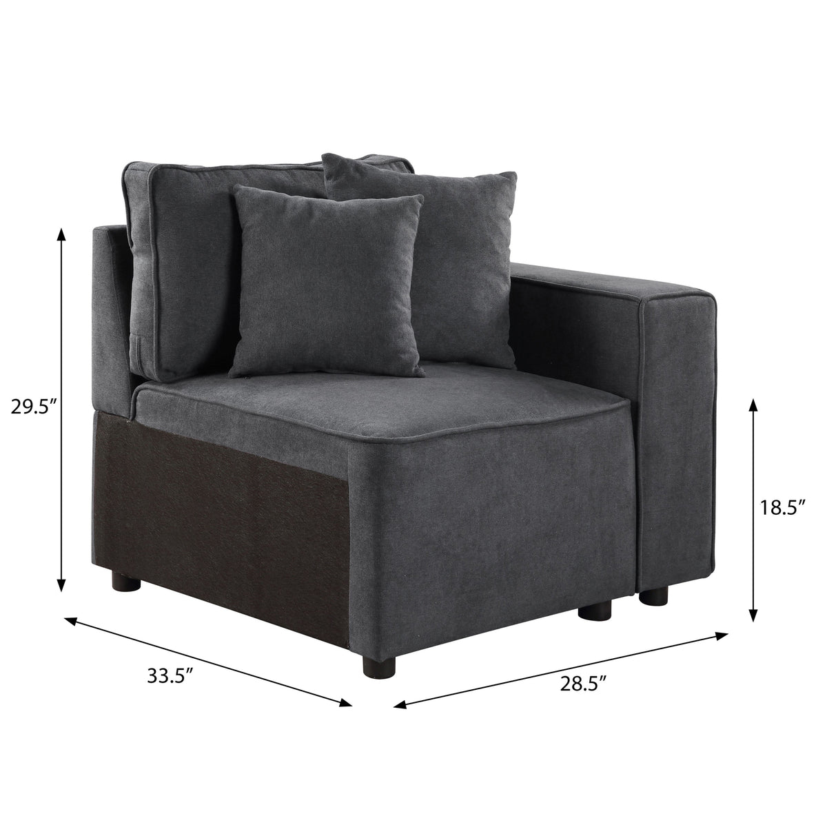 Grey Right Facing Loose Back Accent Chair Grey Primary Living Space Pine Wood Plastic