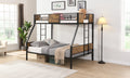 Twin Over Full Metal Bunk Bed With 2 Side Ladder And Full Length Guardrail, No Box Spring Needed, Large Under Bed Storage, Easy Assembleblack & Brown Full Black Brown Mdf Metal