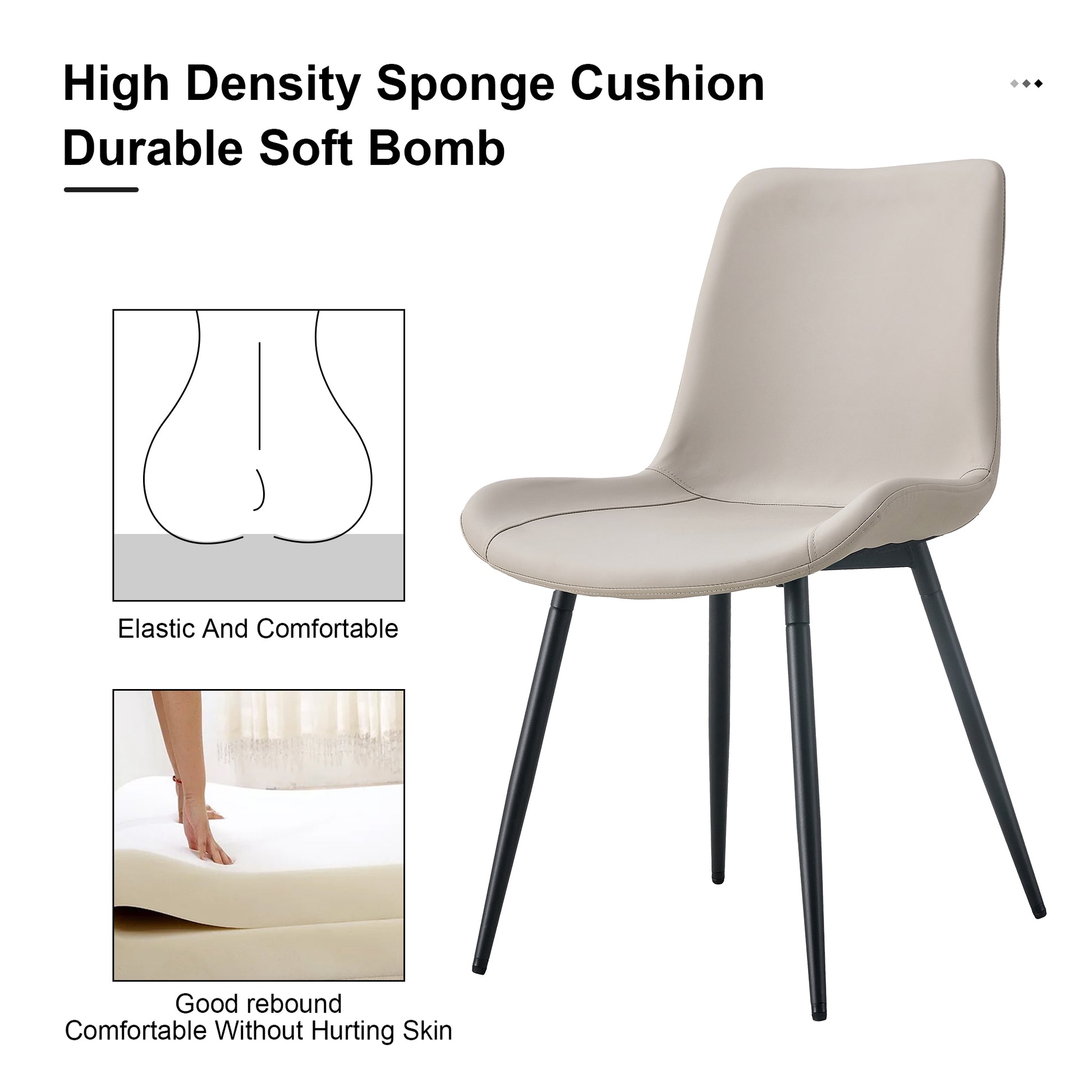 Table And Chair Set, White Imitation Marble Texture Rock Board Table Top, Black Metal Table Legs, Stable And Beautiful. Modern Simple Dining Table, Comfortable Seating. White Gray Seats 4 Metal