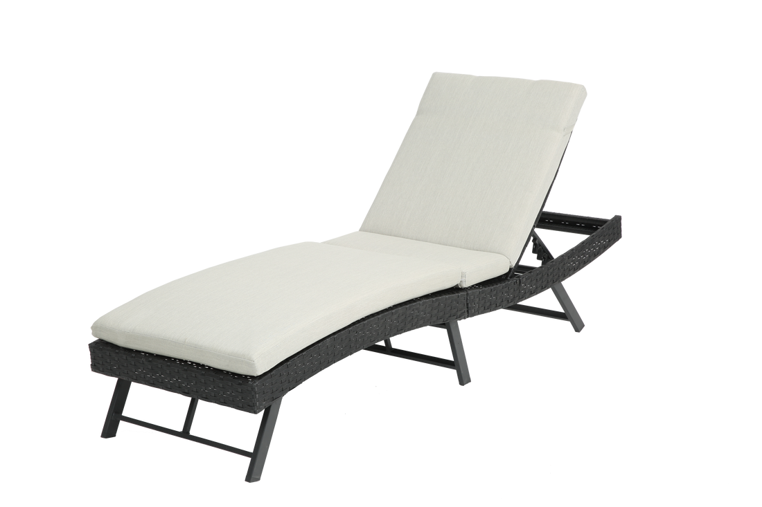 Steel Folding Lounge Sets Outdoor Rattan Adjustable Back 3 Pieces Cushioned Patio Folding Chaise Lounge With Folding Table Beige No Beige Seats 2 Garden & Outdoor Steel
