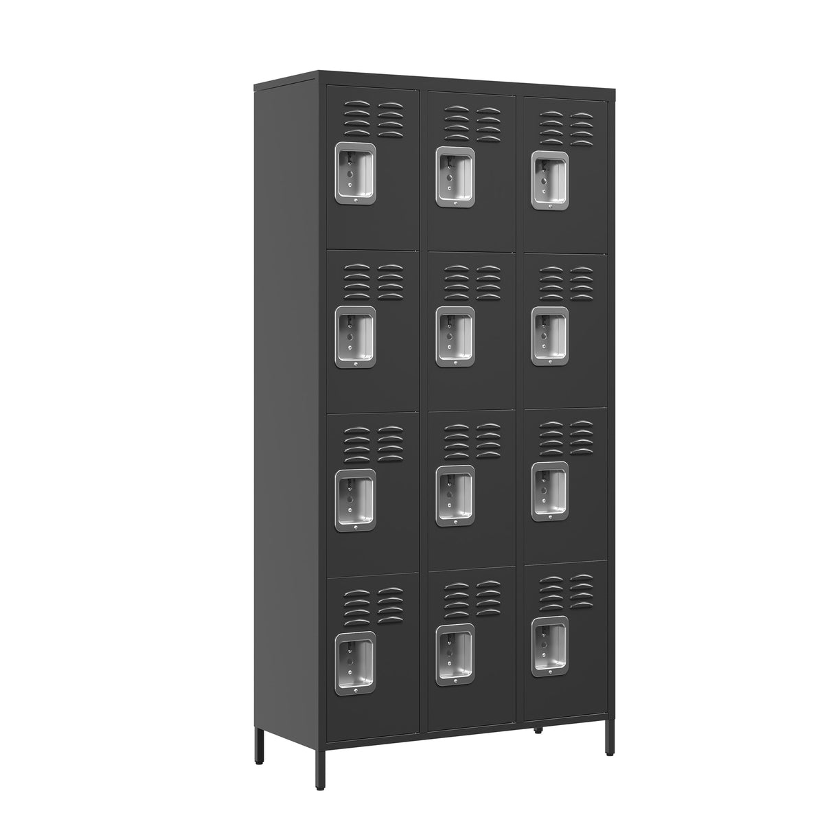 12 Door 72"H Metal Lockers With Lock For Employees,Storage Locker Cabinet For Home Gym Office School Garage,Easy Assembly,Black 5 Or More Spaces Black Primary Living Space Door Locks Modern Metal