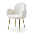 Modern Living Dining Room Accent Arm Chairs Set Of 2, Velvet Mid Century Upholstered Seat Club Guest With Golden Legs, White White Primary Living Space American Design Foam Velvet