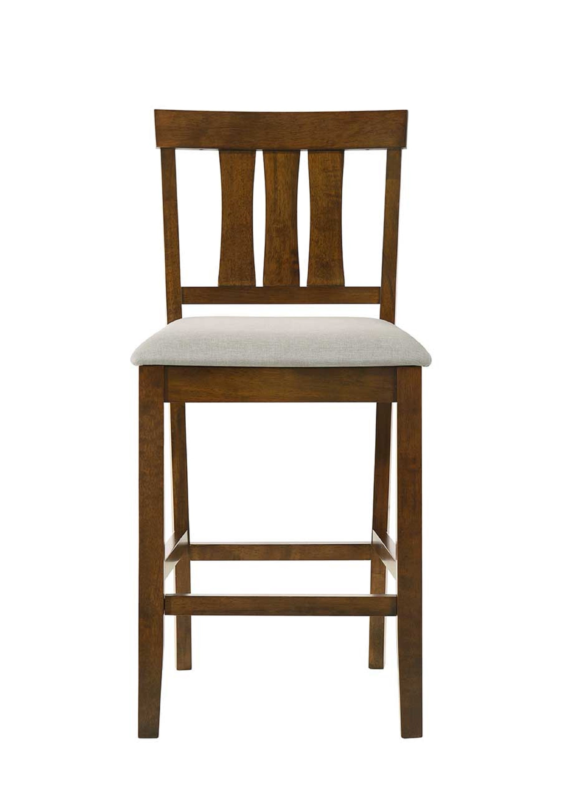 Beautiful Cherry Color Counter Height 5Pc Dining Set Pub Height Square Dining Table Cream Upholstered Chair Dining Room Set Wooden Brown Wood Dining Room Fixed Table Square Dining Table With Chair