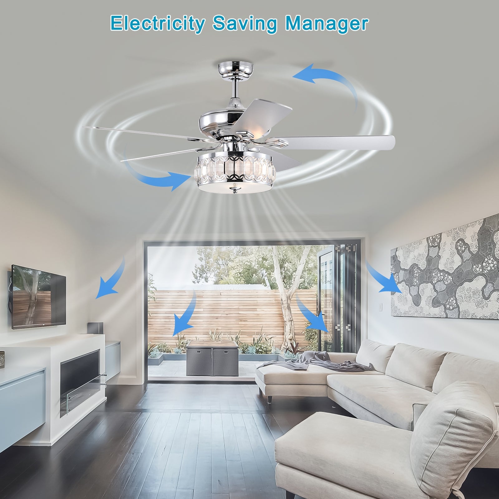 52" 3 Light Chrome Ceiling Fan Remote, Traditional Farmhouse Rustic Industrial Bohemian Country Cottage Transitional Glam For Home, Kitchen, Living Room Chrome American Design,American Traditional,Classic,Contemporary,Farmhouse Plywood Metal