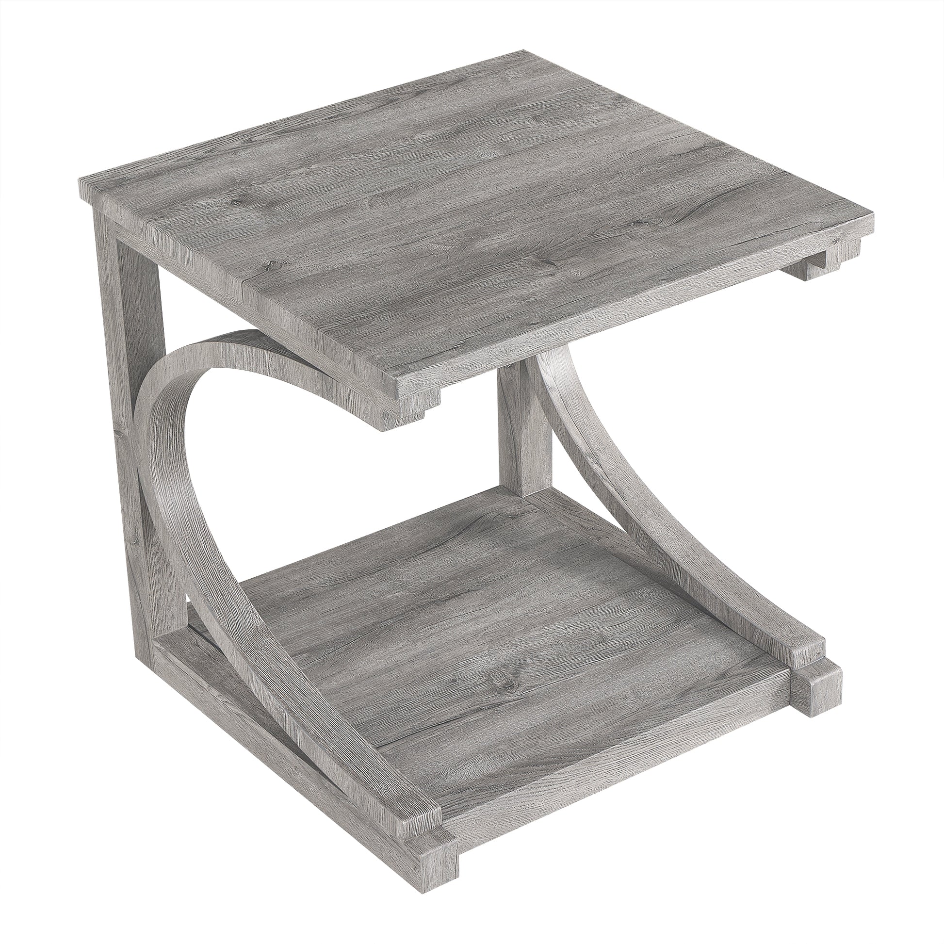 Unique Coffee Table, Solid Wood 23.8 Inch Modern Coffee Table Modern Center Table With Storage, Solid Wood Special Shape Coffee Table, Living Room, Kitchen, Apartment Dining Table Gray Solid Wood Mdf