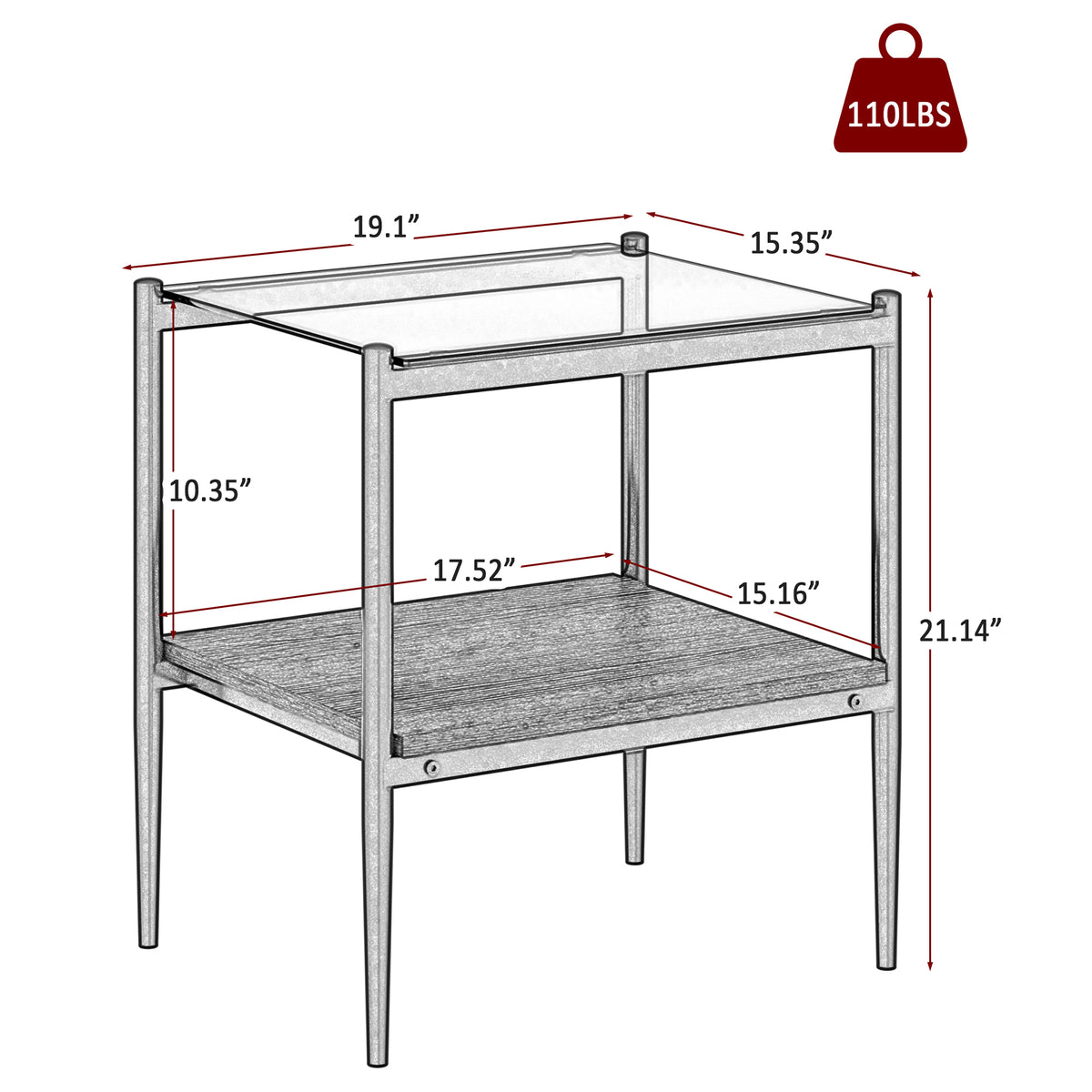 Coffee Table And End Tables Set Of 3, Tempered Glass Table With Mdf Layer, Modern Tables For Living Roomgray Glass Gray Tempered Glass