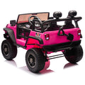 24V Two Seater Kids Ride On Truck Car W Parents Control,200W*2,Seat Width 20.28In,Four Wheel Suspension,Led Lights,Music,Mp3,Bluetooth,Two Independent Seat Belts,Suitable For Off Road For Kids Aged 3 Pink 100 149 Lbs Polypropylene