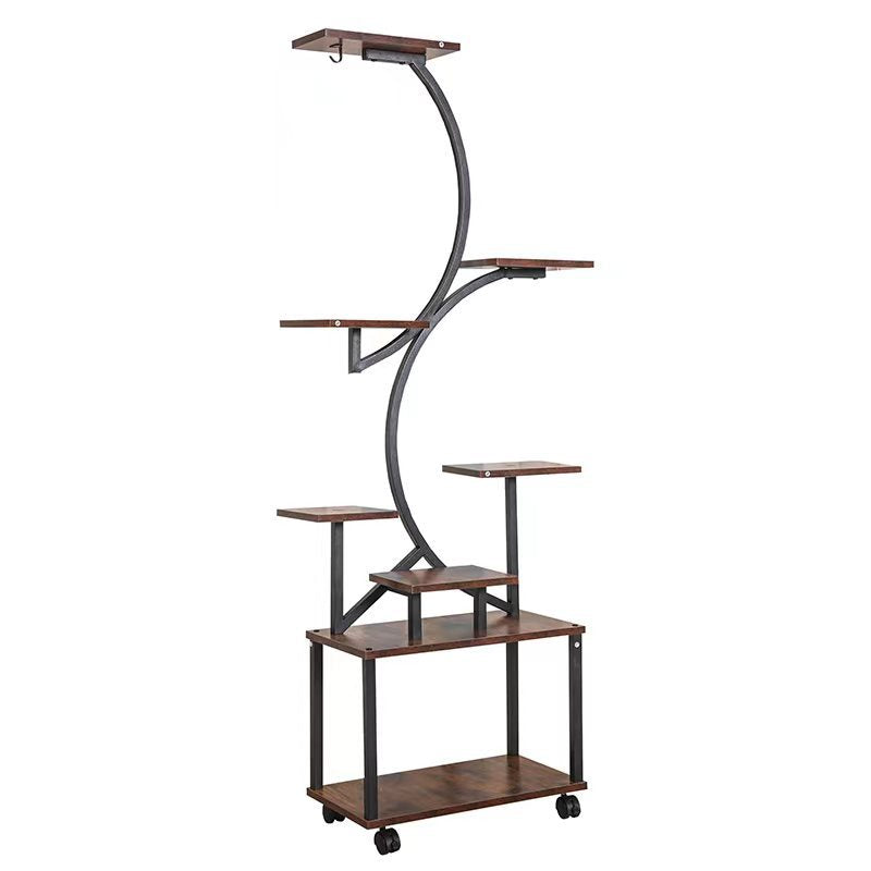 Plant Stand Indoor With Grow Lights, 8 Tiered Indoor Plant Shelf, 61" Tall Plant Stand For Indoor Plants Multiple, Metal Plant Flower Holder Stand, S Shaped Plant Rack For Home, Patio Black Black