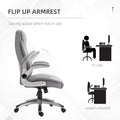 Vinsetto High Back 360 Swivel Ergonomic Home Office Chair With Flip Up Arms, Faux Leather Computer Desk Rocking Chair, Grey Grey Pu Leather