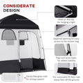 Outsunny Shower Tent, Pop Up Privacy Shelter For Camping, Dressing Changing Room, Portable Instant Outdoor Shower Tent Enclosure W 2 Rooms, Shower Bag, Floor And Carrying Bag, Black Black Taffeta