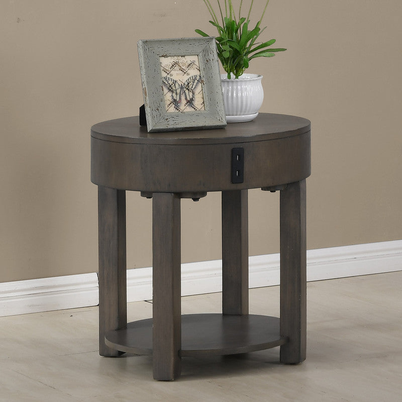 Jonah 20" Light Brown Mdf End Table With Usb Ports Light Brown Mdf