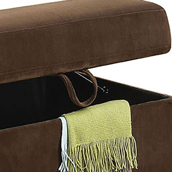 Chocolate Storage Upholstery Ottoman Chocolate Velvet Wood Primary Living Space Solid Brown Rectangle With Storage Velvet