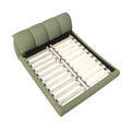 Queen Size Luxury Upholstered Platform Bed With Oversized Padded Backrest And Solid Wood Frame,Suitable For Multiple Heights Of Mattresses,Green Old Sku:W1885S00018 Box Spring Not Required Queen Green Wood Pine Solid Wood