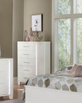 White High Gloss Finish Modern Bedroom 1Pc Storage Chest Of Drawers Led Light Strip Wooden Furniture White Bedroom Modern Wood