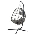Egg Chair With Stand Indoor Outdoor Swing Chair Patio Wicker Hanging Egg Chair Hanging Basket Chair With Stand For Bedroom Living Room Balcony Gray Steel
