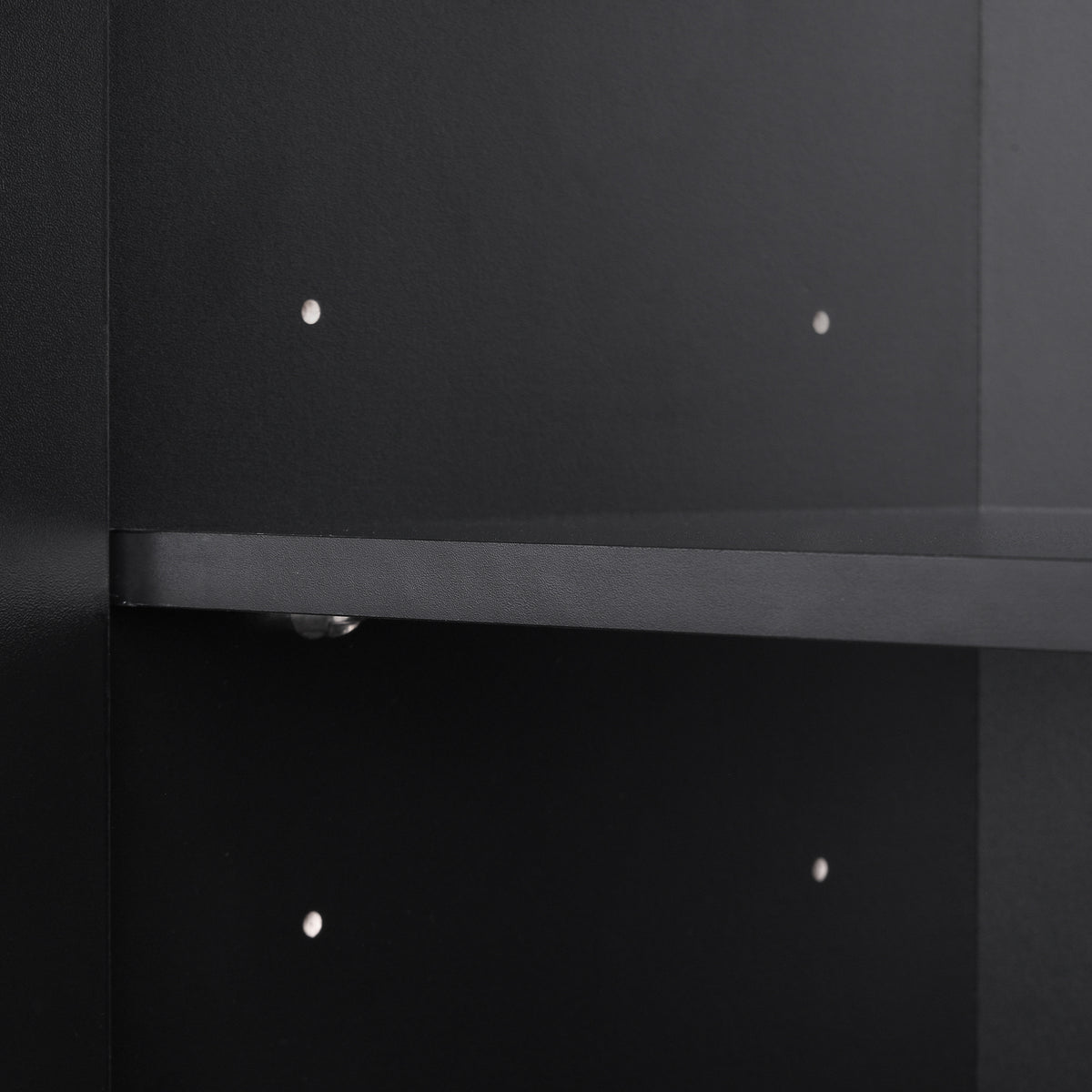Tall And Wide Bathroom Floor Storage Cabinet, Bathroom Storage Unit, Freestanding Cabinet With 4 Doors, Adjustable Shelves, Open Multi Layer Shelves, Black Black Mdf