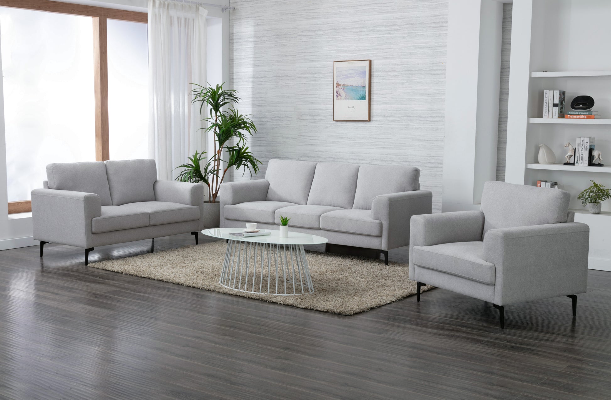 Light Grey Accent Chair With Metal Leg Light Grey Primary Living Space Wood Fabric