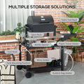 Outsunny Outdoor Grill Cart With Foldable Side Table, 46
