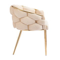Set Of 2 Luxury Handmade Accent Chair With Gold Legs, Modern Velvet Armchair For Living Room And Bedroom Beige Foam Velvet