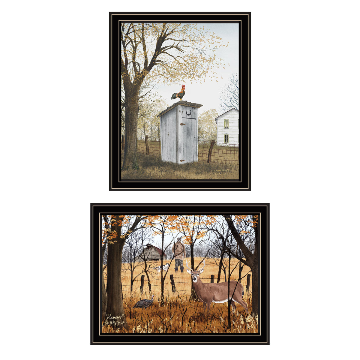 2 Piece Vignette Country Living Black Framed Wall Art For Living Room, Bedroom Wall Art Print For Home Decor By Billy Jacobs Multicolor Wood Paper