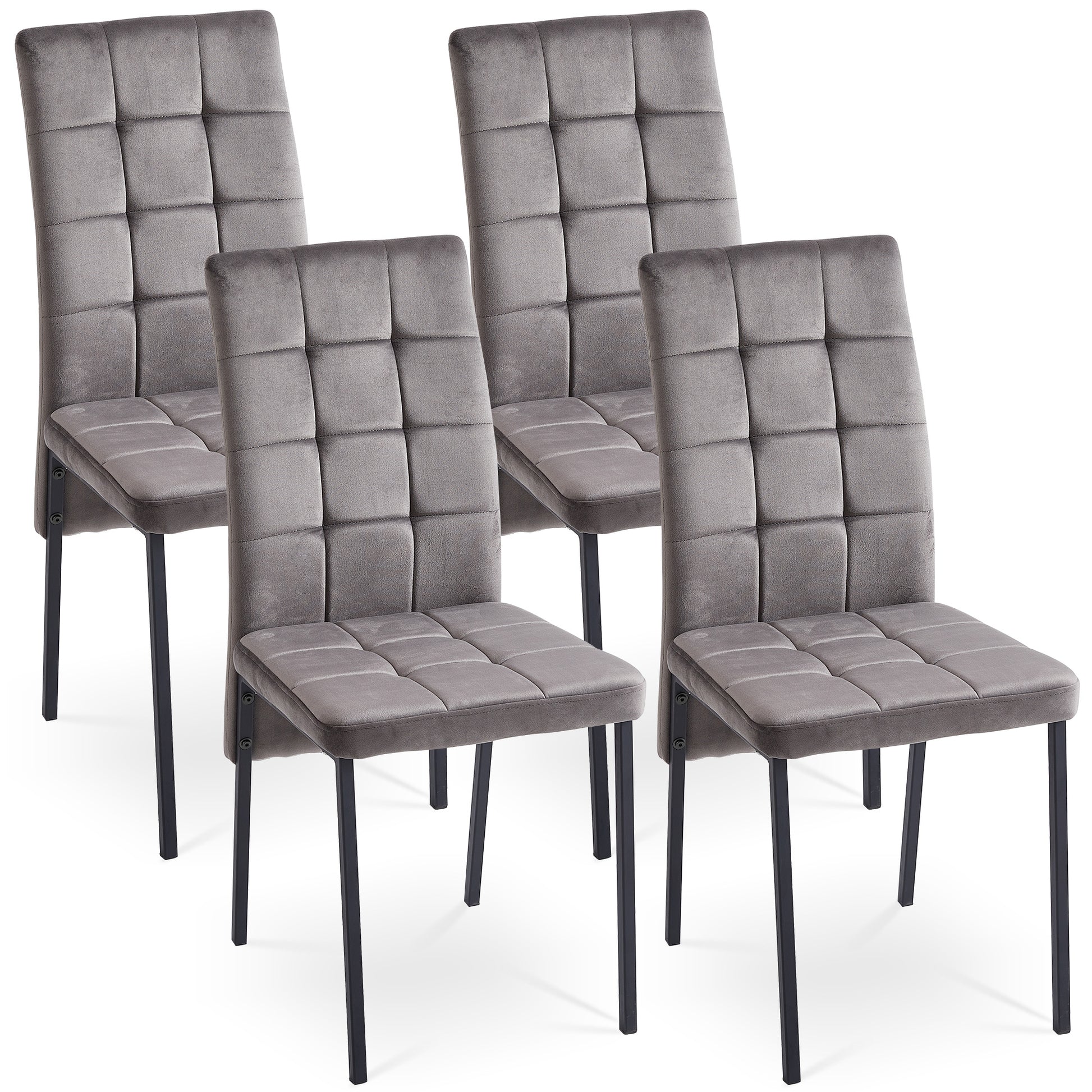 5 Piece Dining Set Including Grey Velvet High Back Nordic Dining Chair & Creative Design Mdf Dining Table Walnut Solid Back Seats 4 Brown Metal Dining Room Modern Foam Dining Table With Chair Mdf
