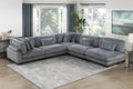 1Pc Modern Living Room Furniture Modular Armless Chair Plush Gray Corduroy Fabric Upholstery Plywood Frame, Matching Pillow Gray Wood Primary Living Space Modern Plywood 1 Seat
