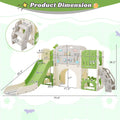 11 In 1 Toddler Slide, Kids Slide For Toddler Age 1 3 With Basketball Hoop, Kids Slide Playset Structure,Arch Tunnel And Telescope, Toy Storage Organizer For Toddlers, Kids Climbers Playground Green Cute 1 To 2 Years Hdpe Indoor & Outdoor Use