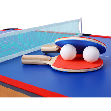5 In 1 Multi Game Table Billiards, Push Hockey, Foosball, Ping Pong, And Basketball Brown Red Brown Mdf Steel