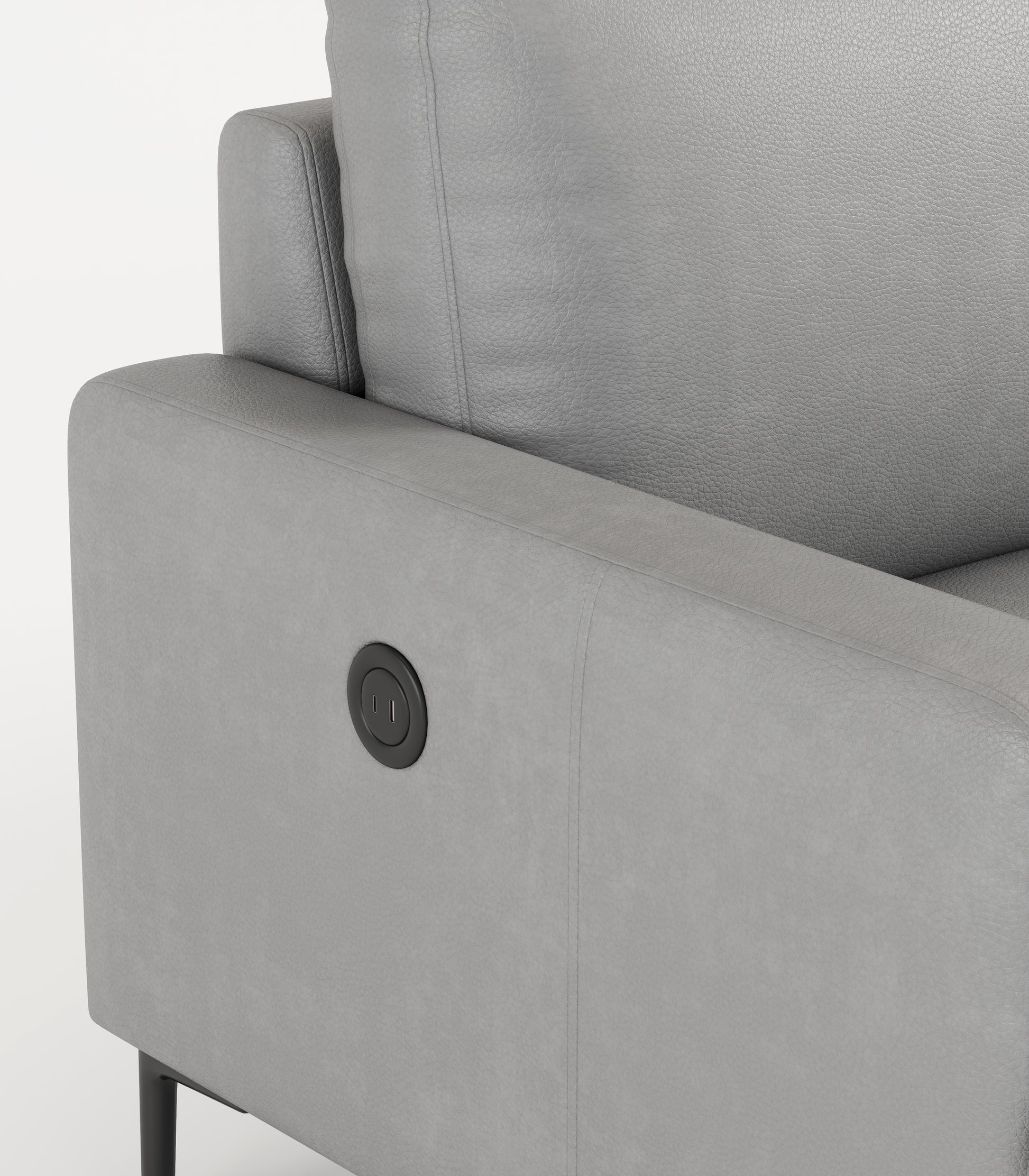 77" Gray Luxury Genuine Leather Match Contemporary Sofa With Usb And Type C Charger,3 Seats Comfy Coach For Living Room Home Office Gray Wood Primary Living Space American Design Foam Genuine Leather 3 Seat