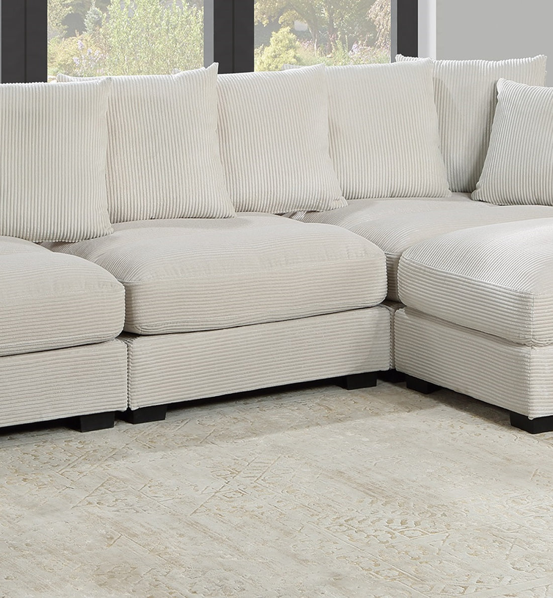 Living Room Furniture Armless Chair Beige Corduroy 1Pc Armless Chair Soft Cushion Wood Legs Beige Primary Living Space Contemporary,Modern Corduroy