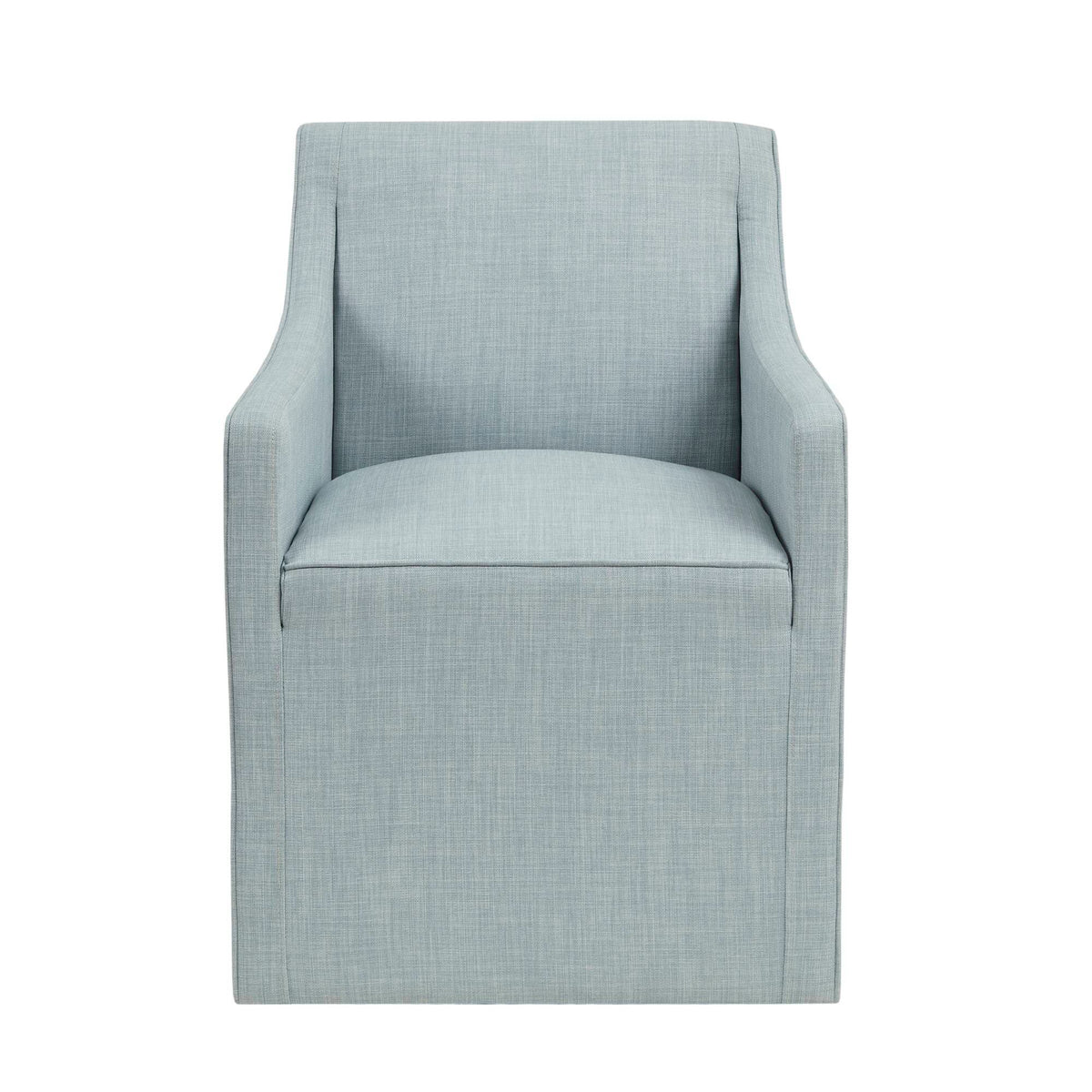 Skirted Dining Arm Chair With Casters Blue Wood