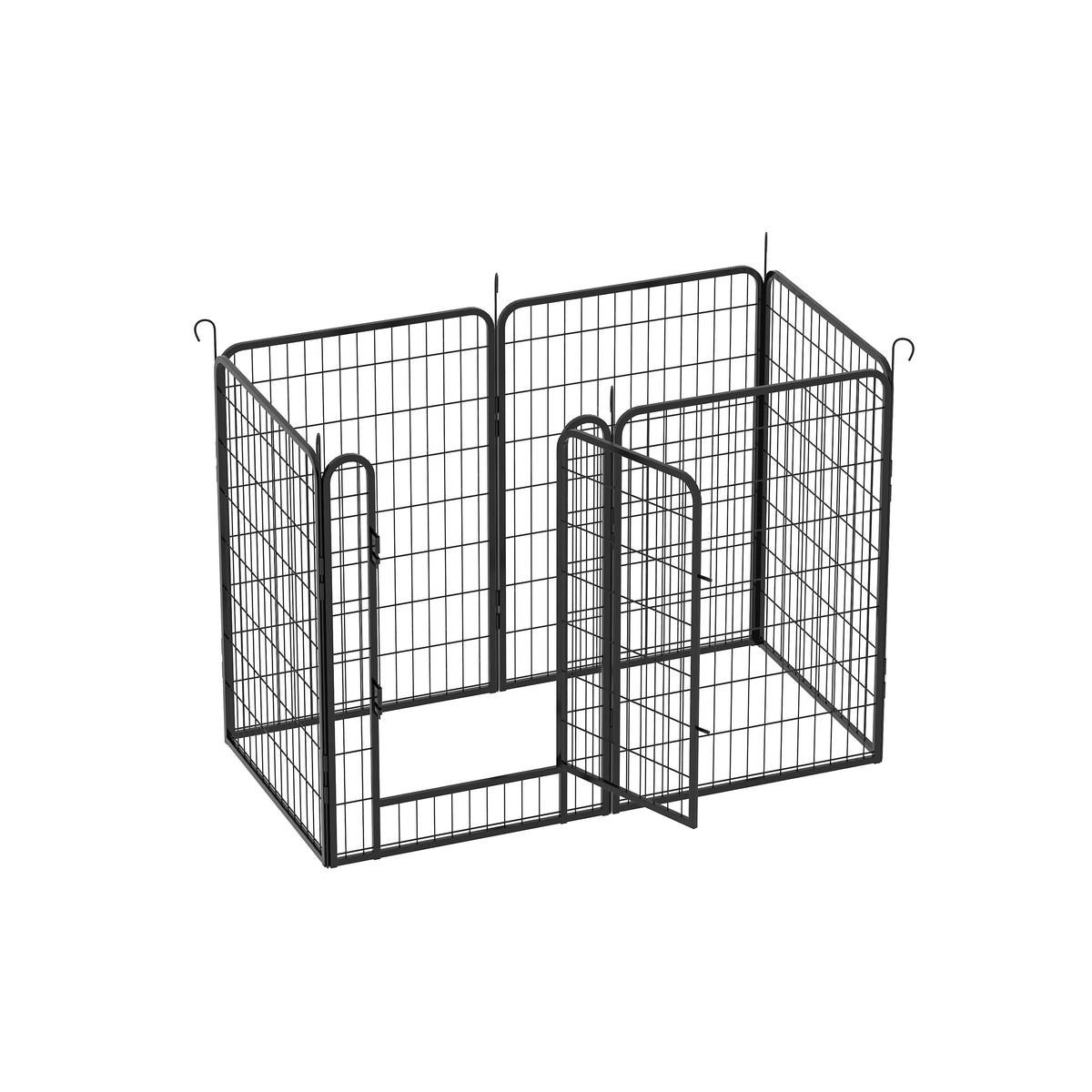 6 Panels Heavy Duty Metal Playpen With Door,39.37"H Dog Fence Pet Exercise Pen For Outdoor, Indoor Black Metal