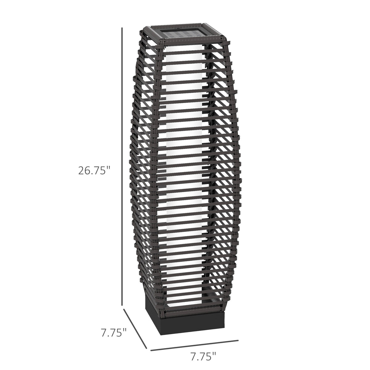 Outsunny Solar Floor Lamp, Outdoor Rattan Garden Lantern Pathway Light & Decorative Driveway Lighting With Auto On Off Led Lights For Porch, Yard, Lawn, Courtyard, Deck, Gray Gray Steel