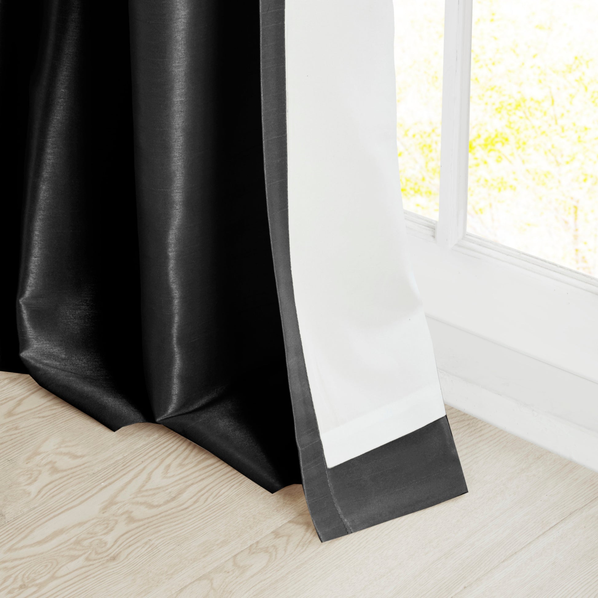 Twist Tab Lined Window Curtain Panel Black 50X108" Black Polyester
