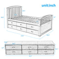 Orisfur. Twin Size Platform Storage Bed Solid Wood Bed With 6 Drawers Twin Walnut Solid Wood