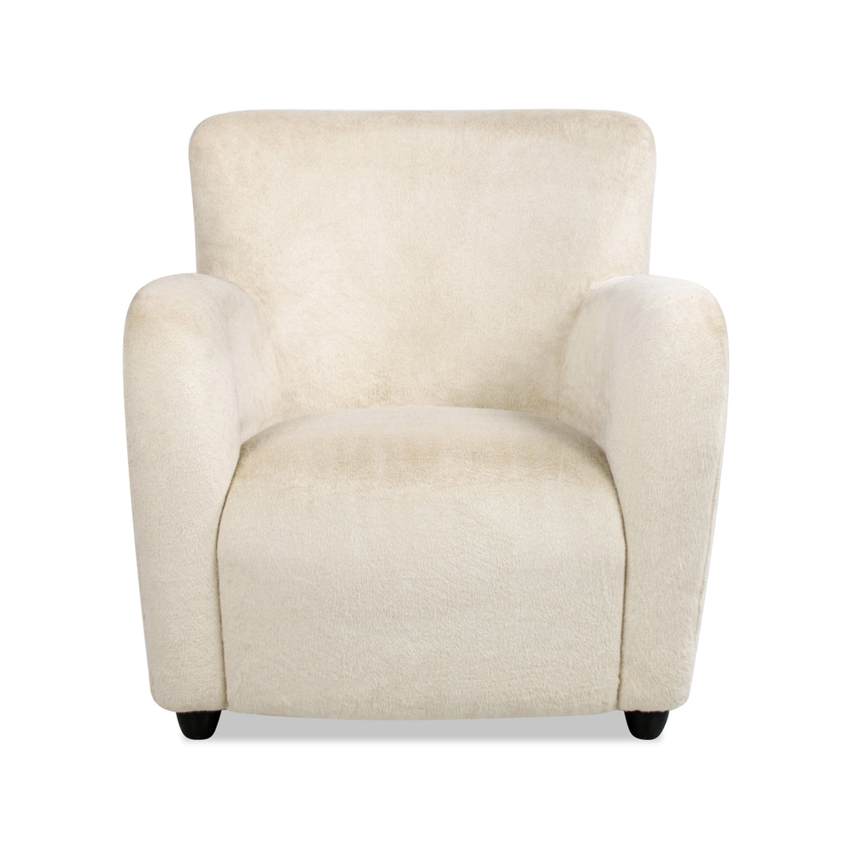 Wolffe 32" Curved Arm Accent Chair, Cr Me De La Cr Me White Faux Fur White Foam Faux Fur